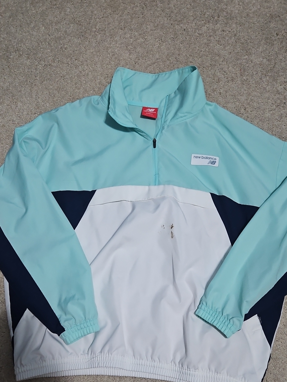 New Balance Mint, White and Navy Quarter-Zip Windbreaker